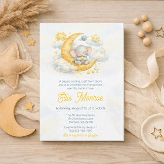 Über den Mond Baby Shower Einladung