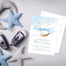 Über den Mond Baby Shower Einladung