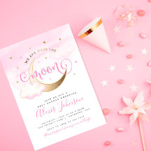 Über den Mond Baby Shower Einladung