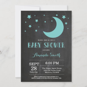 Über den Mond Baby Shower Einladung Aqua