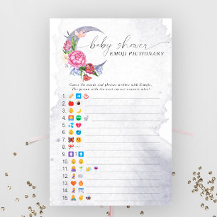 Über den Mond Baby Shower Emoji Pictionary Spiel