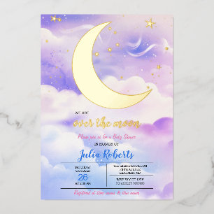 Über den Mond Baby Shower Folieneinladung