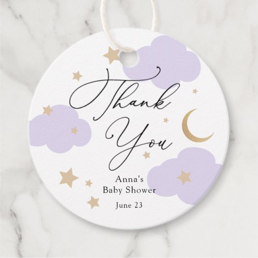 Über den Mond Baby Shower  Geschenkanhänger (Vorderseite)