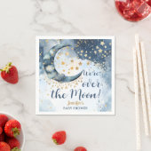 Über Den Mond Baby Shower Junge Blau Funkelnde Ste Serviette (Beispiel)