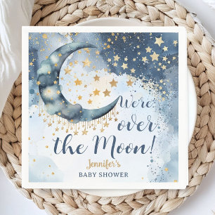Über Den Mond Baby Shower Junge Blau Funkelnde Ste Serviette
