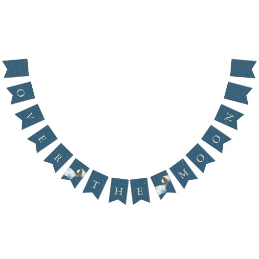Über den Mond Baby Shower Navy Blauen Jagdfahnen Wimpelkette (Alle)