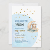 Über den Mond Babyduschendusche Windeln Raffle Tic Einladung (Vorderseite)