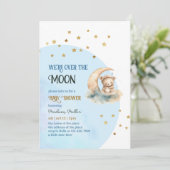 Über den Mond Babyduschendusche Windeln Raffle Tic Einladung (Stehend Vorderseite)