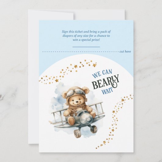 Über den Mond Babyduschendusche Windeln Raffle Tic Einladung (Rückseite)