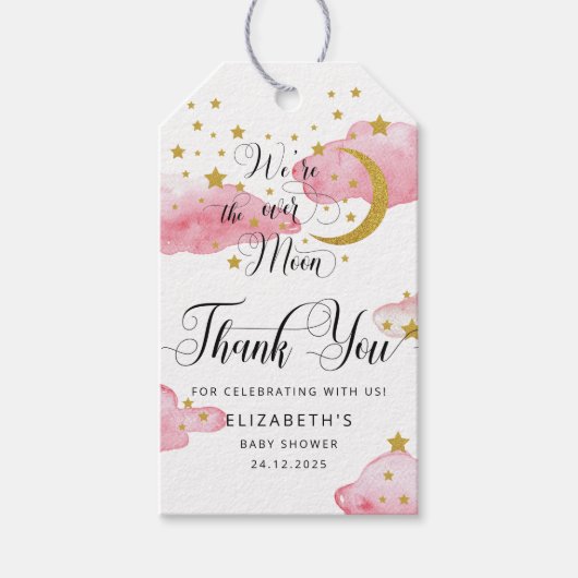 Über den Mond Babyduschteppichen Geschenkanhänger (Vorderseite)