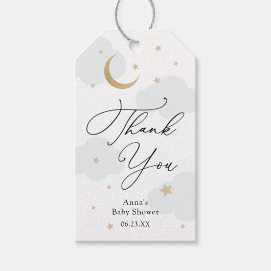 Über den Mond Babyduschteppichen Geschenkanhänger (Vorderseite)