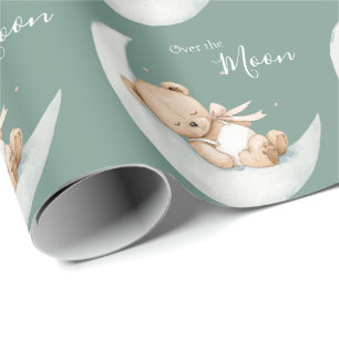 Über den Mond Bären Baby Shower Geschenkpapier