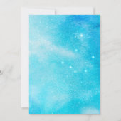 Über den Mond Blue & Gold Baby Dusche laden Einladung (Rückseite)