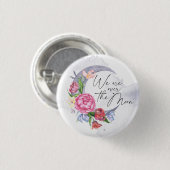 Über den Mond Blume Babydusche Button (Vorne & Hinten)