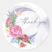 Über den Mond Blume Babydusche danke Runder Aufkleber (Vorderseite)