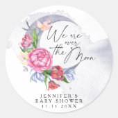 Über den Mond Blume Babydusche Runder Aufkleber (Vorderseite)