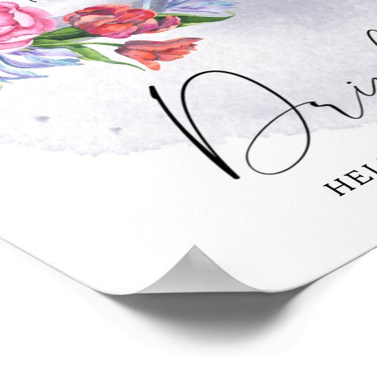 Über den Mond Blume Babyduschtränke Poster (Ecke)