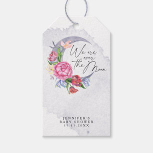 Über den Mond Blumen-Baby-Party Geschenkanhänger