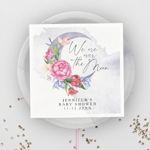 Über den Mond Blumen-Baby-Party Serviette
