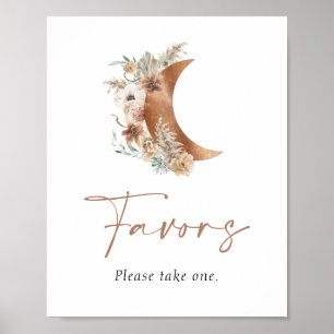 Über den Mond Boho Florale Gefallen Schild Poster