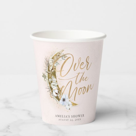 Über den Mond Boho Gold Dust & Clouds Papier Cups Pappbecher (Rückseite)