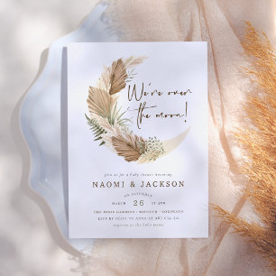 Über Den Mond Boho Pampas Paar Baby Shower Einladung