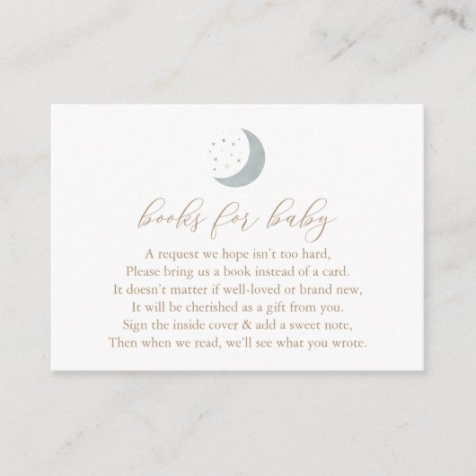 Über den Mond Boy Baby Shower Books for Baby Begleitkarte (Vorderseite)
