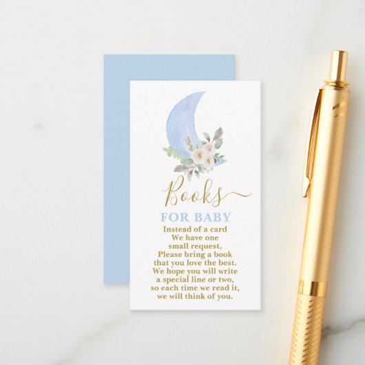 Über den Mond Bücher für Baby Boy Card Begleitkarte (Vorderseite/Rückseite Beispiel)