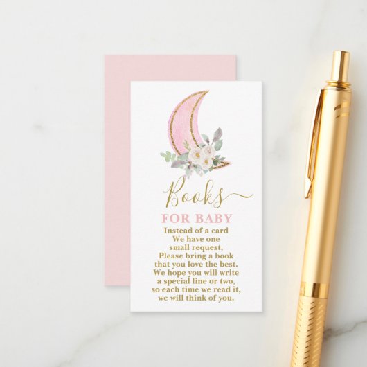 Über den Mond Bücher für die Baby Girl Card Begleitkarte (Vorderseite/Rückseite Beispiel)