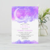 Über den Mond Dreamy Girl Dusche Einladung (Stehend Vorderseite)