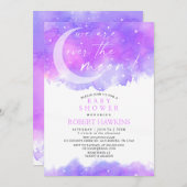 Über den Mond Dreamy Girl Dusche Einladung (Vorne/Hinten)