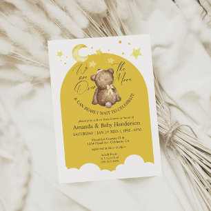 Über den Mond gelbes Mädchen Teddybär-Baby-Party Einladung
