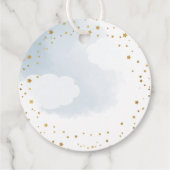 Über den Mond Gold & Blue Danke Baby Dusche Geschenkanhänger (Rückseite)