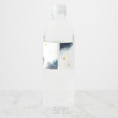 Über den Mond Gold Stars blau Wasserflaschenetikett (Rückseite)