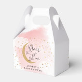 Über den Mond Gold Stars Pink Baby Dusche Geschenkschachtel (Rückseite)