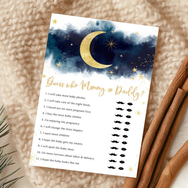 Über den Mond Goldsterne Shower Rate mal, wer das  (Over The Moon Baby Shower Game)