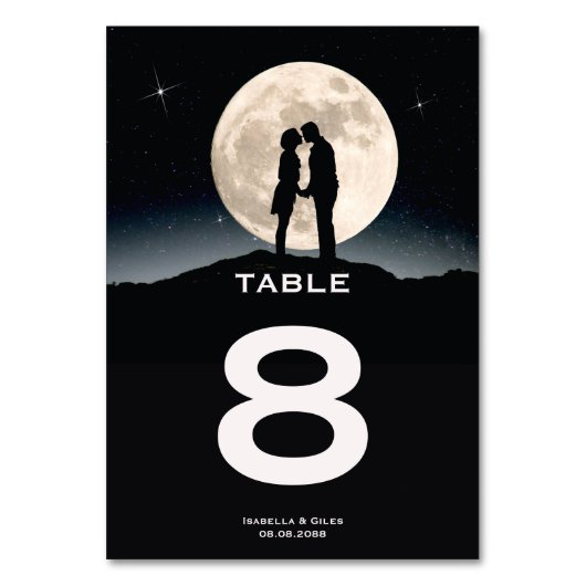 Über den Mond Hochzeit Tischnummer (Vorderseite)