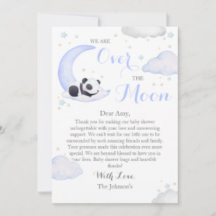 Über Den Mond Jungen Panda Bär Baby Shower Dankeskarte