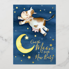 Über den Mond Kuh springen Babydusche Folieneinladung