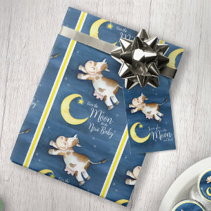 Über den Mond Kuh Springen neues Baby Geschenkpapier