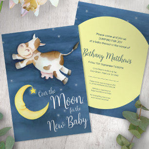 Über den Mond Kuh springt Babyparty Einladung