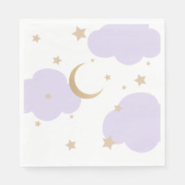 Über den Mond Lila Babyparty  Serviette
