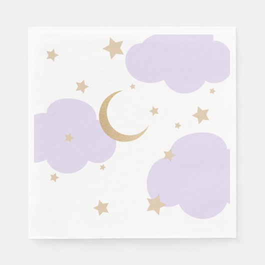 Über den Mond Lila Babyparty Serviette (Vorderseite)