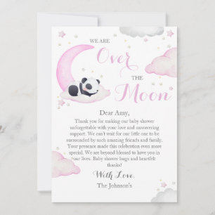 Über Den Mond Mädchen Panda Bär Baby Shower Dankeskarte