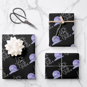 Über den Mond mit den Blättern aus Dankbarkeit Geschenkpapier Set