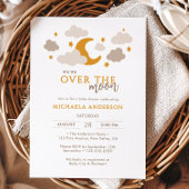 Über den Mond moderne geschlechtsneutrale Babydusc Einladung