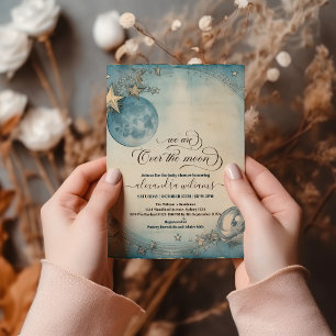 Über den Mond Navy Blau Baby Boy Shower Einladung