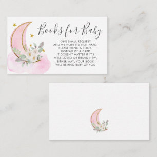 Über den Mond Rosa Gold Bücher für Baby Shower Begleitkarte