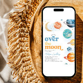 Über den Mond Space Babydusche Einladung