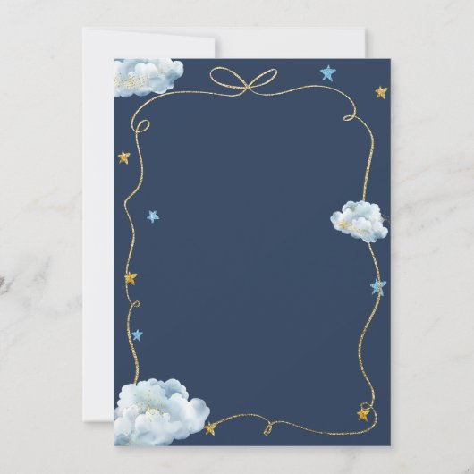 Über den Mond Stars Babydusche mit Bow Einladung (Rückseite)